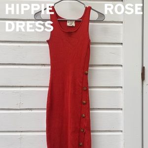 Hippie Rose Body-Con Midi Dress with Slit